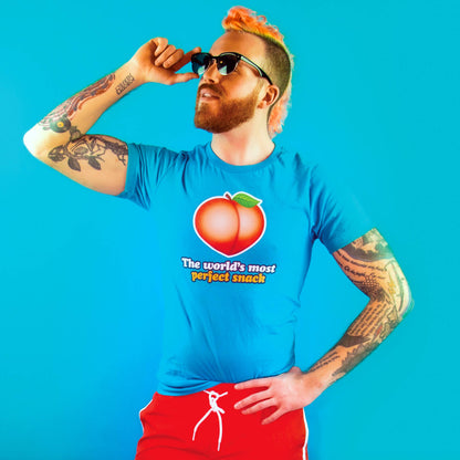 Peach: "The World's Most Perfect Snack" T-shirt - Teal